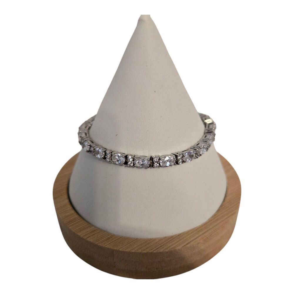 CZ Bracelet 60 Cubic Zirconia Gemstones Velvet Gift Box 7" Wedding Anniversary